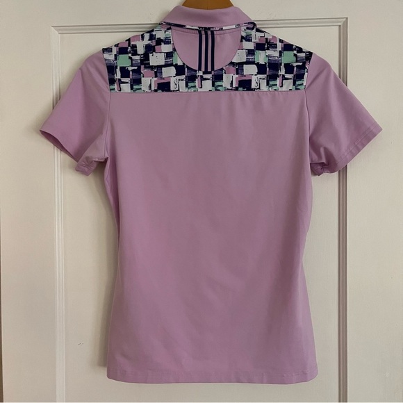 Adidas Lilac Polo Golf shirt. Front button & collar. Size Small. UV protection - Picture 3 of 13